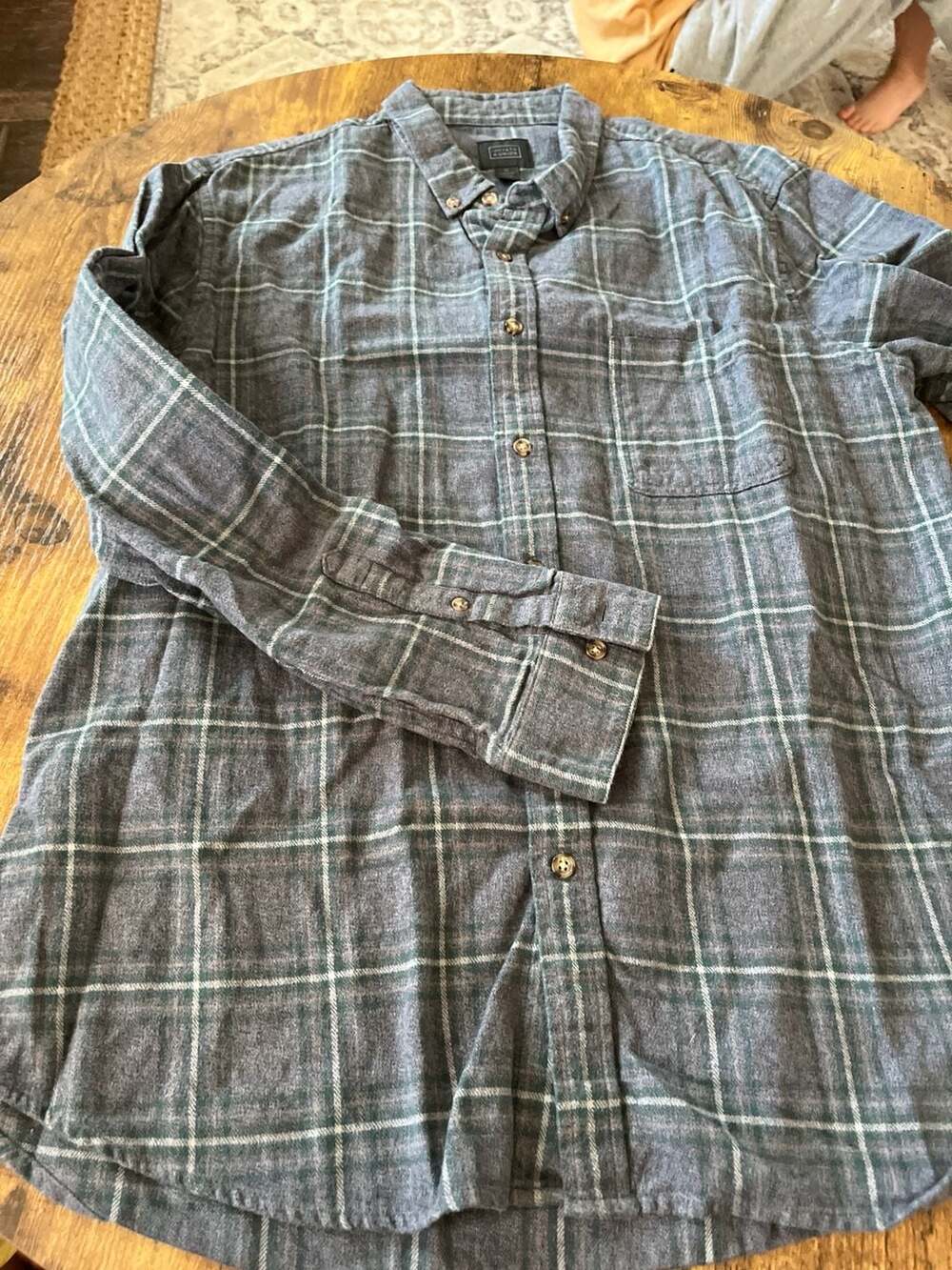 14th & Union Men's XL Plaid Flannel Long Sleeve Button Down Shirt Gray Green